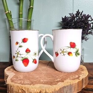 Vintage Otagiri Strawberry Mugs Set of 2